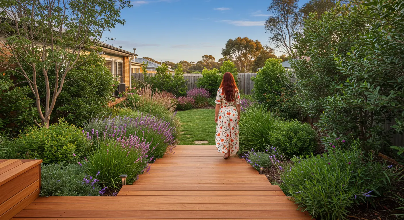 Local Ipswich woman on back deck